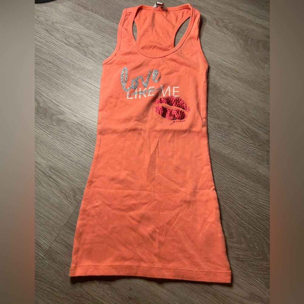Orange Tank Dress with Glitter Text
